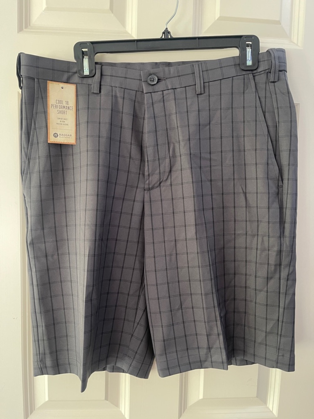 Haggar Men's Gray Plaid Performance Short size 34